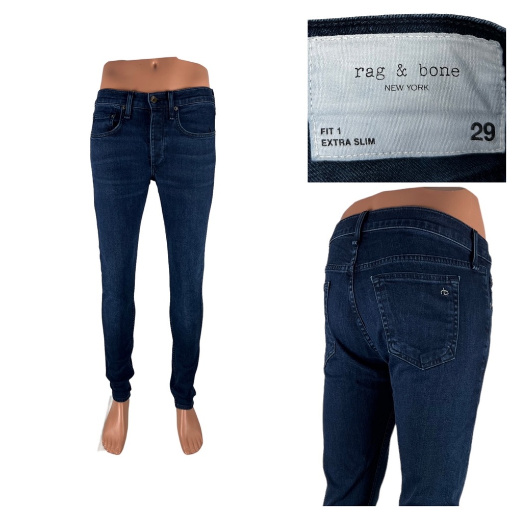 Rag & Bone Mens 29 X 33 Jeans Fit 1 Extra Slim Bayview Skinny Cotton Blend EUC